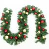 9FT Christmas Garland with Lights - Pre-Lit Artificial Green Christmas Garland for Stair Railings Mantle Decorations with Red Flowers, Berry Clusters