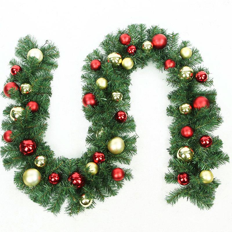 9FT Christmas Garland with Lights - Pre-Lit Artificial Green Christmas Garland for Stair Railings Mantle Decorations with Red Flowers, Berry Clusters