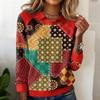Ladies' Plaid Printed Casual Long Sleeved Sweatshirt Top