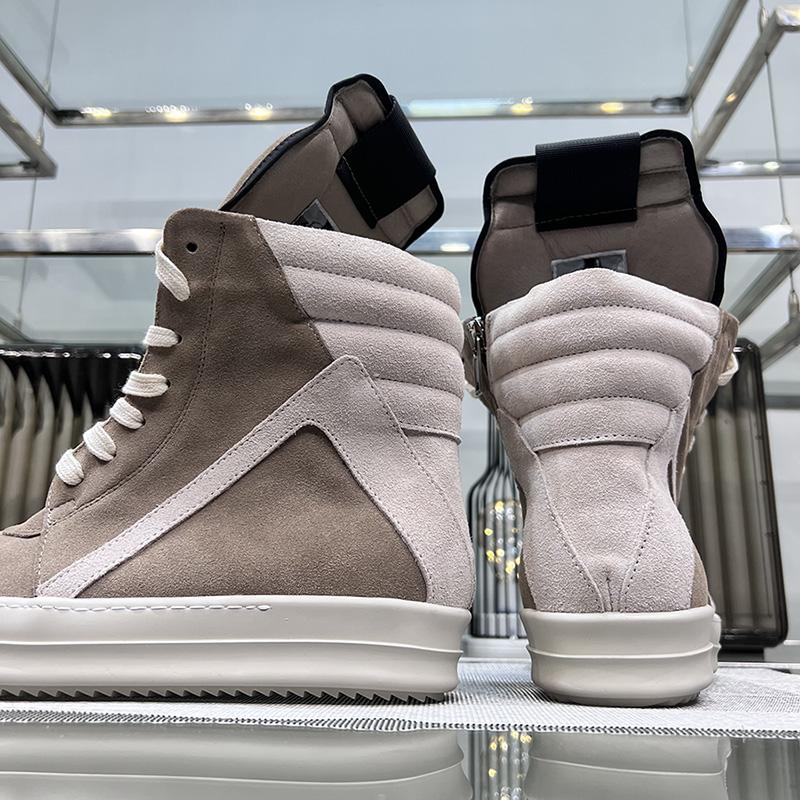 Ro Buty Męskie Skóra Nowe Ziemisty Szary Zamsz Bydlęcy Sznurowane Zamek Gruba Podeszwa Luksusowe Geo Damskie Uliczne Hip-hop Codzienne Płaskie Buty