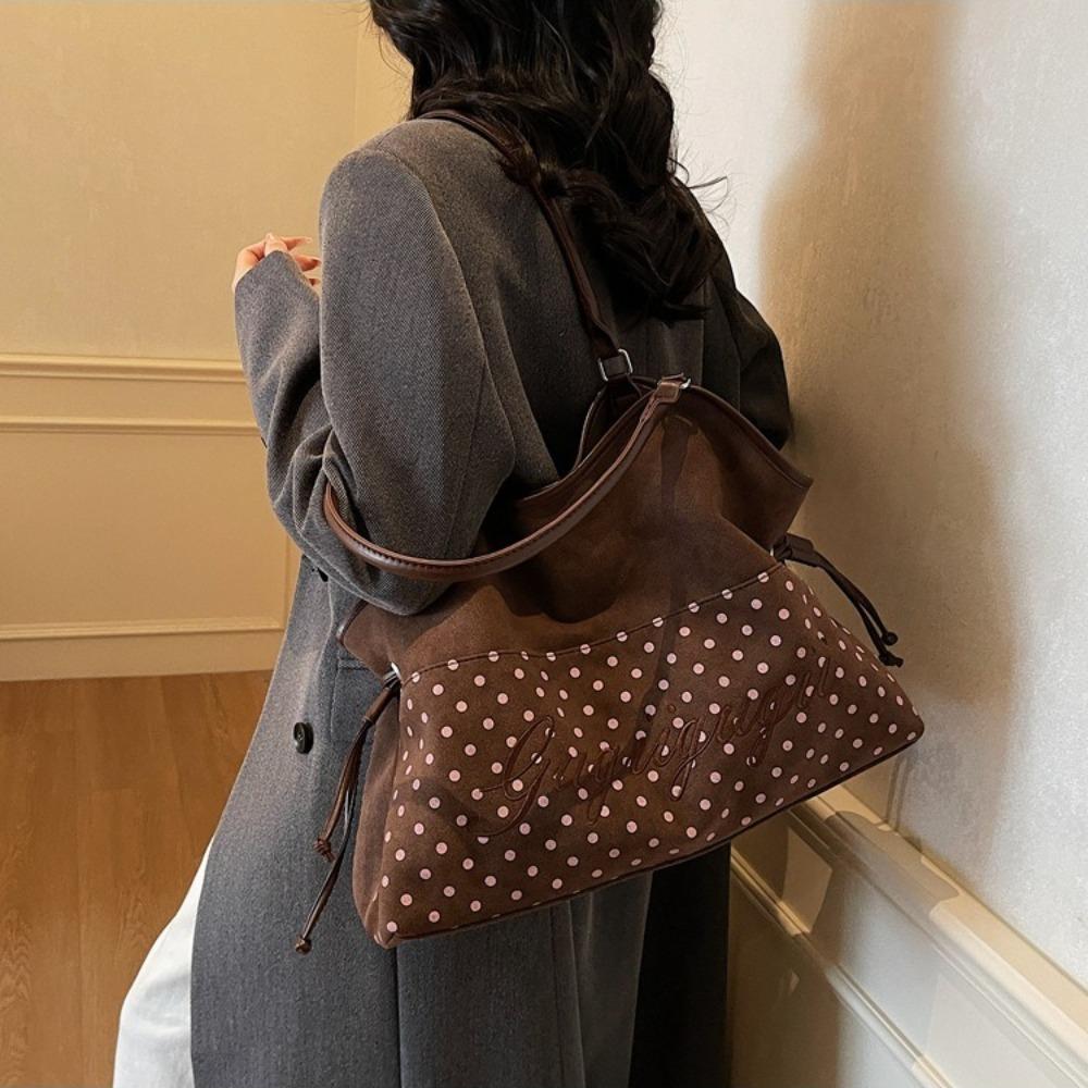 Brand Women's Tote Bags Y2k Fashion Sweet Polka Dot Handbag Korean Casual Versatile Leopard Print Brown Frosted Shoulder Bag