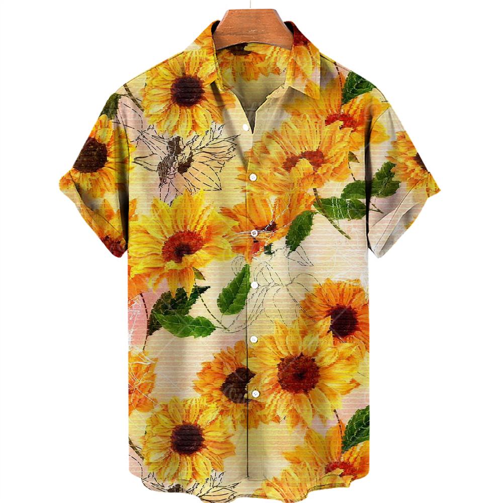 Oversized Shirt Hawaiian Beach Holiday Flower Painting Pattern Summer Casual Man Top Breathable Mens Design Clothing New