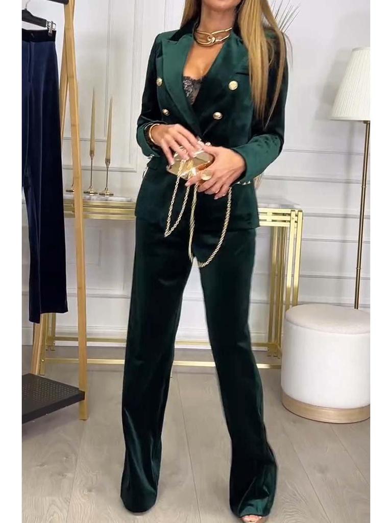 2024 Neue Herbst/Winter Damenmode Zweireihiger Samtanzug