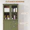 Tall Storage Unit, Cabinet with Glass Doors and Adjustable Shelves, Green