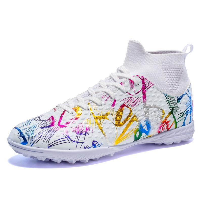 Football Shoes High Top Camouflage World Cup Professional Match Long Nail Sneakers Popular Tf Broken Nail Football Shoes