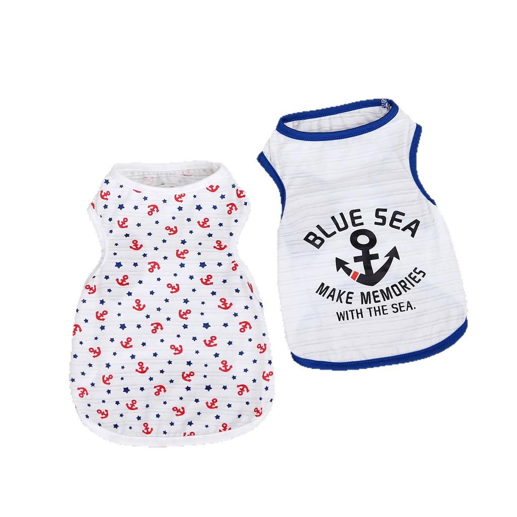 Dog Clothes Summer Sailor Vest Sling Teddy Bigbear Small Dog Cool Breathable Play Pet Clothing