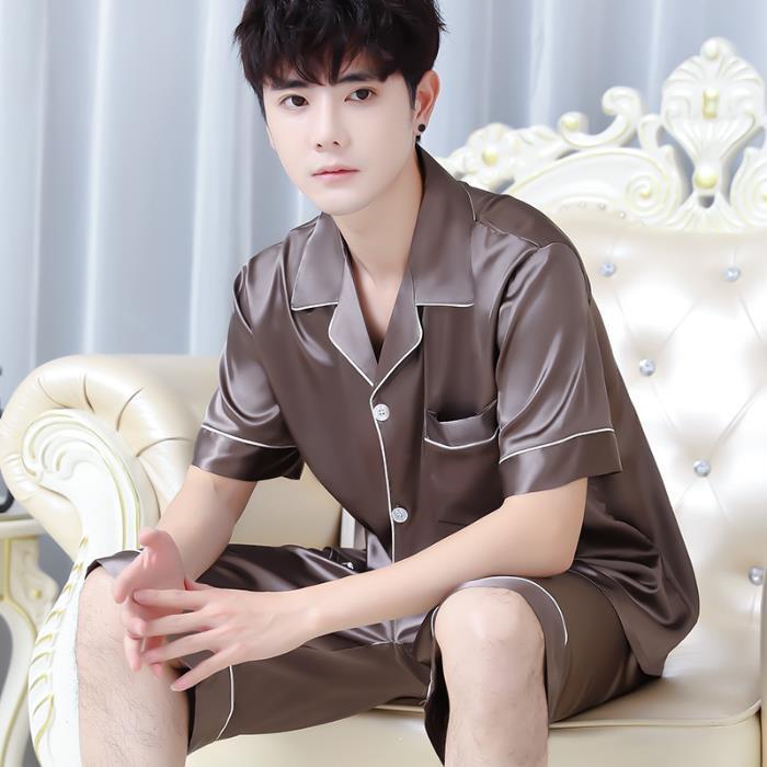 Men's Summer Ice Silk Pajama Set - Short Sleeve, Lightweight, Plus Size, Casual Home Wear
