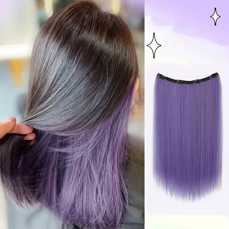 Synthetic Long Straight Clip In One Piece Hair Extension 4 Clips Inner Layer Hidden Hair Color Hair Piece Color Wig
