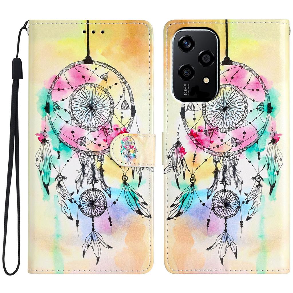 For Honor 200 Lite Wallet Case PU Leather Pattern Printing Stand Phone Cover with Strap