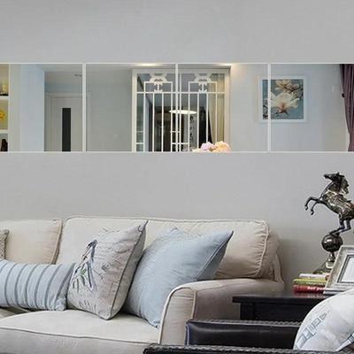 9Pcs Mirror Tile Wall Stickers Mosaic Room Makeup Decor 3D Decal Self-adhesive Mirror Sticker 15X15cm