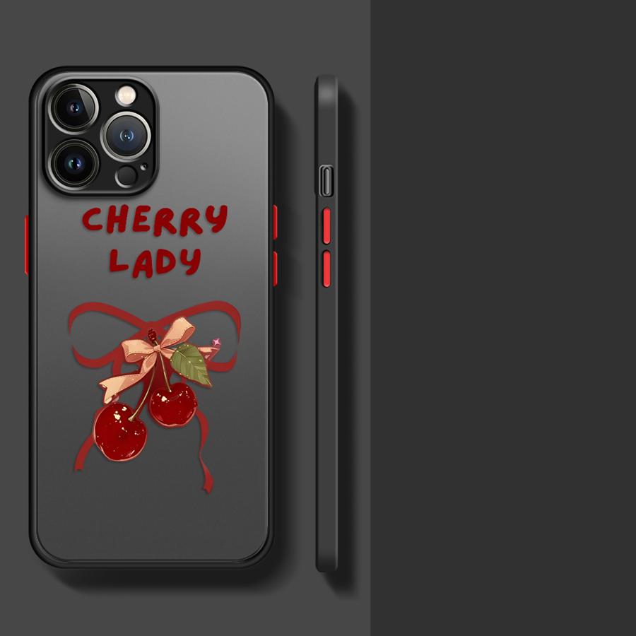 Cartoon Bow Cherry Funda Back Phone Cover Case for iPhone 17 Pro Max 16 Plus 15 7 8 SE XS XR 11 12 Air 13 Mini 14