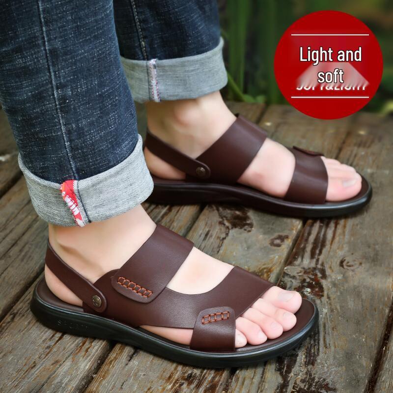 High-End Men's 2025 Trendy Dual-Use Sandals: Non-Slip, Casual, Summer Beach & Driving Slippers for Outdoor Wear.