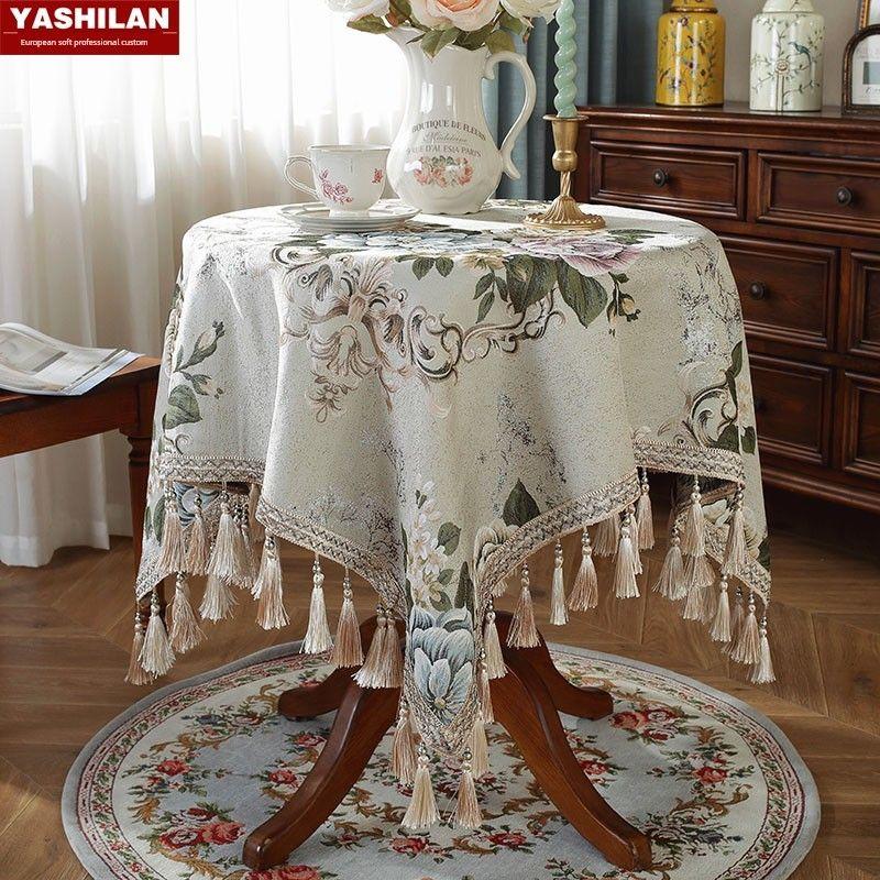

White European Style round Tablecloth Size round Tablecloth Coffee Table Cloth Accessible Luxury Modern American Rectangular Tablecloth Fabric Gold Square tablecloth 100*100cm