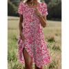 Women's Fashion Summer Spring Polka Dot Print Short Sleeve O-Neck Loose Waistline Casual Dresses