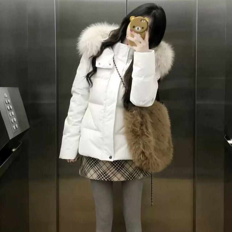 Super Good-looking Waist and Thin Cotton-padded Clothes for Women, Slim-fitting Big Fur-collared Cotton-padded Jackets In Winter, Small People, Thi