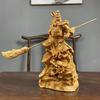 Natürliche Zypresse Lange Guan Gong Skulpturen Figuren Massivholzschnitzerei Heim Zimmer Büro Reichtum Glück Feng Shui Dekor Statue