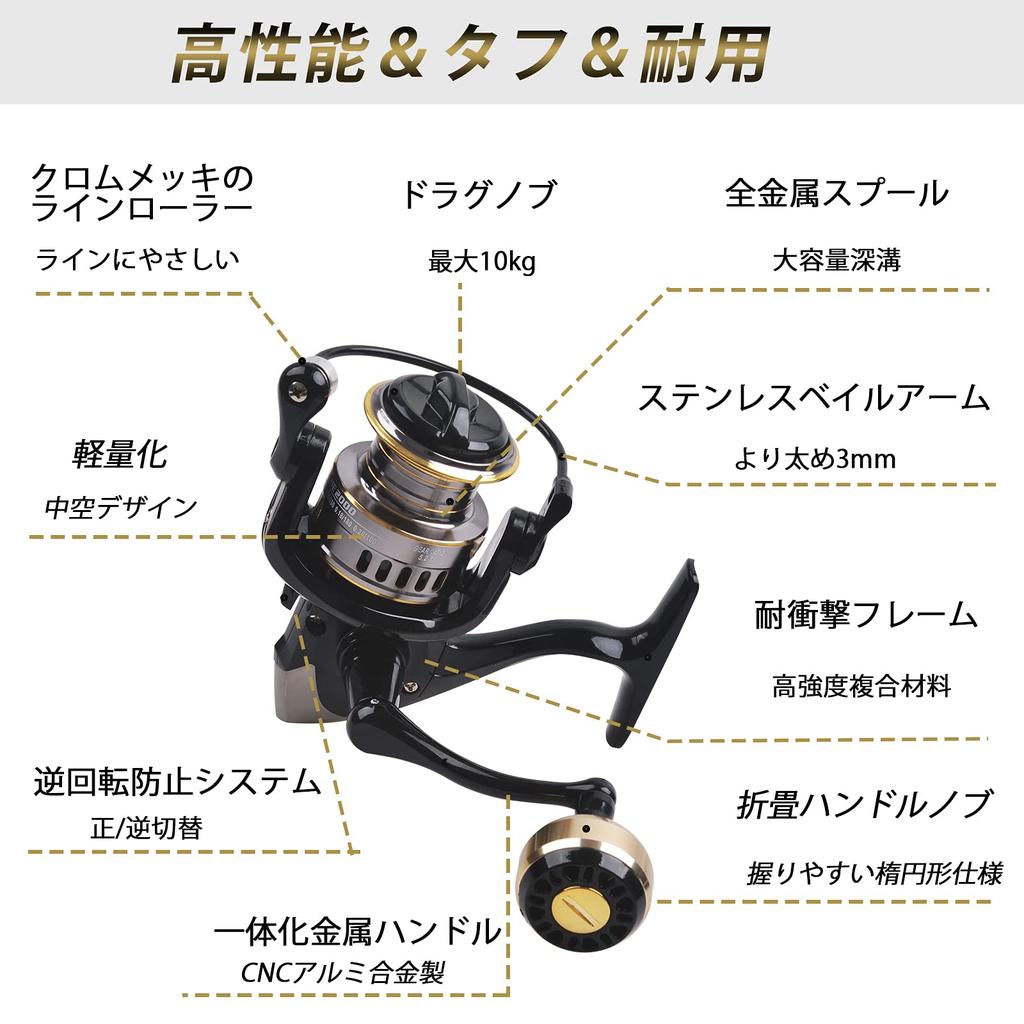 Moulinet spinning SHADDOCK pour pêche en mer 7000, longue portée, pour pêche au bar, au jigging, adapté aux débutants, entièrement en métal, 12 roulements à billes, résistant aux chocs, force de traînée maximale de 10 kg