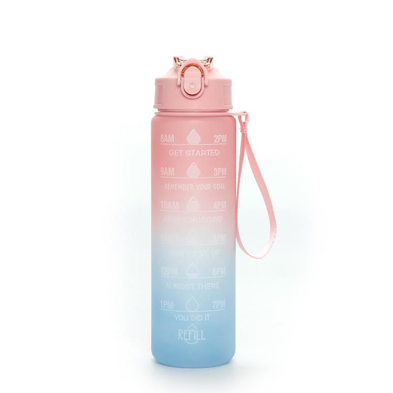 800ml Gradient Sports Water Bottle - Large Capacity with Scale, Outdoor Plastic Cup
