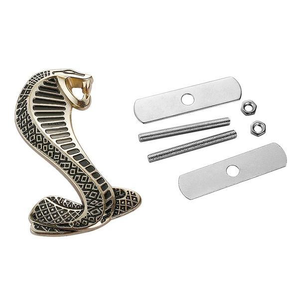 1 x Shelby Logo 3D Metal Car Front Grill Badge Grille Emblem for Ford Mustang Shelby Cobra GT500 etc. (3.74''x2.28'')