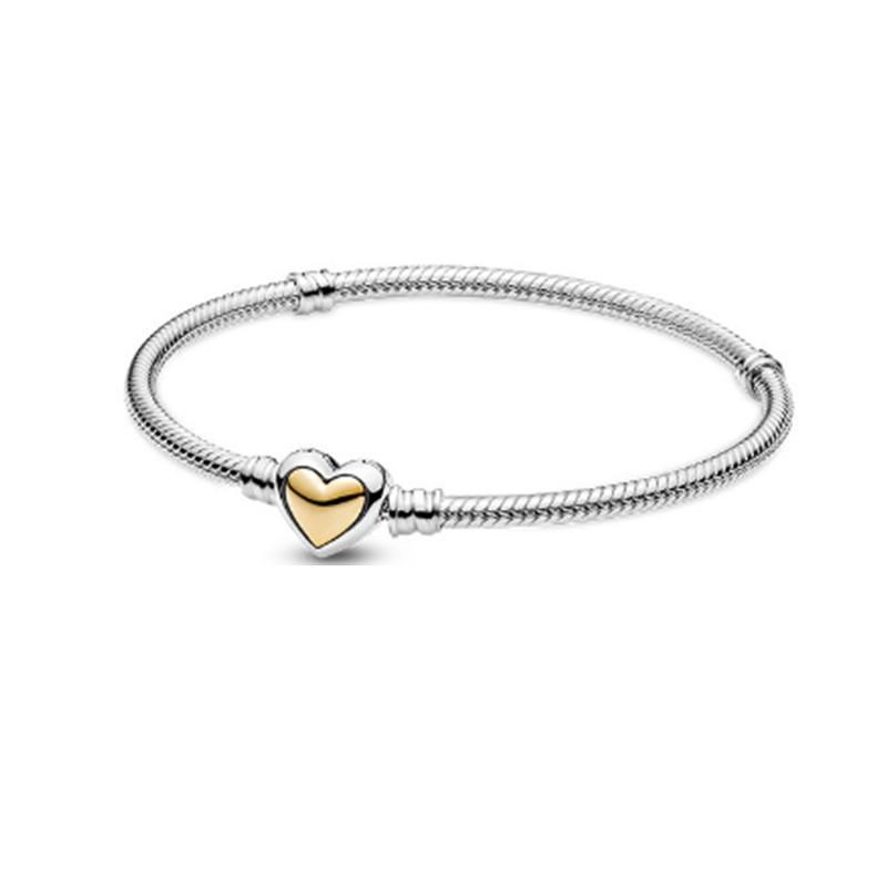 

Thick Heart Snake Chain Bracelet Available In Gold And Rose Gold Dual Tone Basic Snake Bone Bracelet 15cm