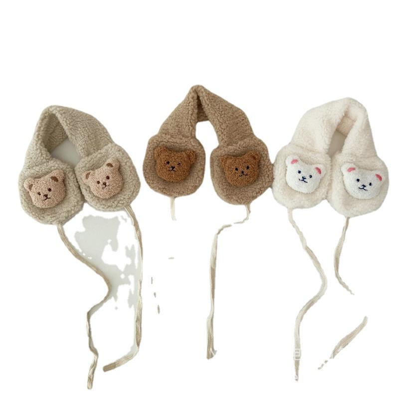 New Fashion Korea Women Winter Warm Plush Earmuff Ear Warmer Cute Bear Adults Kids Tie Plush Earmuffs