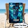 Custom Name Star Player Celebration Microfiber Beach Towel Super Soft & Absorbent for Bath, Beach, Travel  Bath Time Accessory, Fan gifts