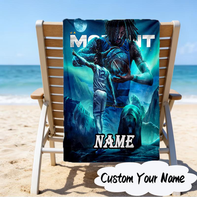 Custom Name Star Player Celebration Microfiber Beach Towel Super Soft & Absorbent for Bath, Beach, Travel Bath Time Accessory, Fan gifts