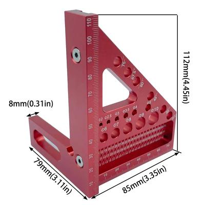 Règle de mesure multi-angles 3D avec cheville, Outil de traçage triangulaire d'angle d'onglet en aluminium Équerre de menuiserie Rapporteur