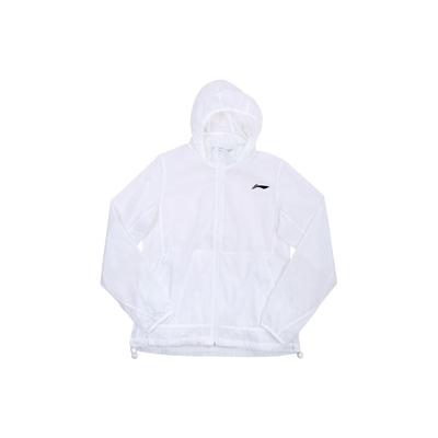 Li Ning Solid Color Long Sleeve Hooded Sun Protection Jacket Women Jackets White YFDT066-1