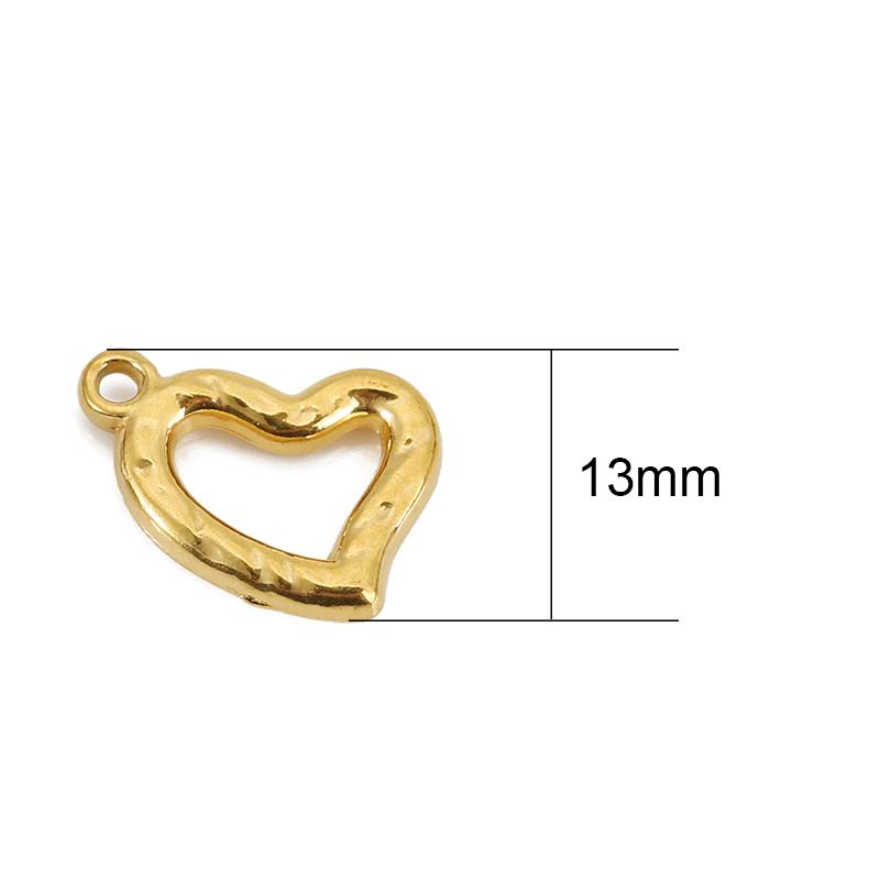5pcs Never Fade PVD Stainless Steel Necklace Charms Lot Earrings Pendants Heart Charms for DIY Bracelet Findings Jewelry Making