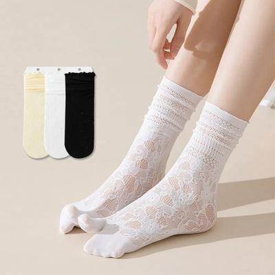 1Pairs Hollow Out Mesh Two-Toed Socks Cotton High Tube Socks New Split Toe Socks Women