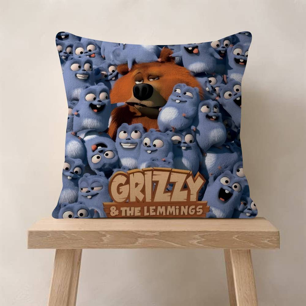 Cartoon Grizzy und die Lemminge Personalisierte Kissenstaubabdeckung Schlafzimmer Kinder Party Dekoration Kissenbezug Geburtstag Kinder Geschenk