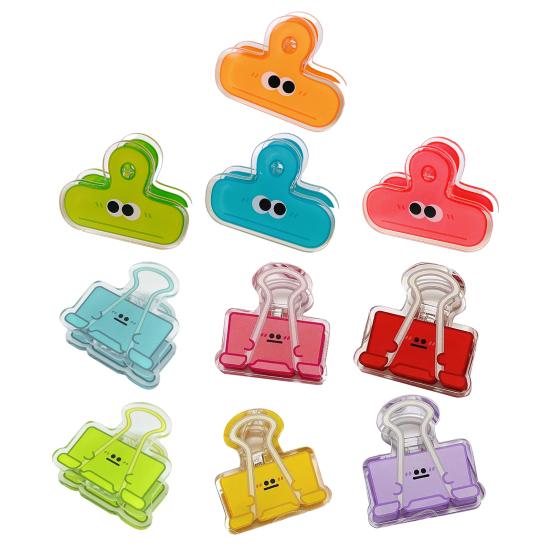 12 Pcs Long Tail Ticket Clip Colorful Acrylic Paper Binder Clips Document Information Storage Clamp for Home School Office Supplies