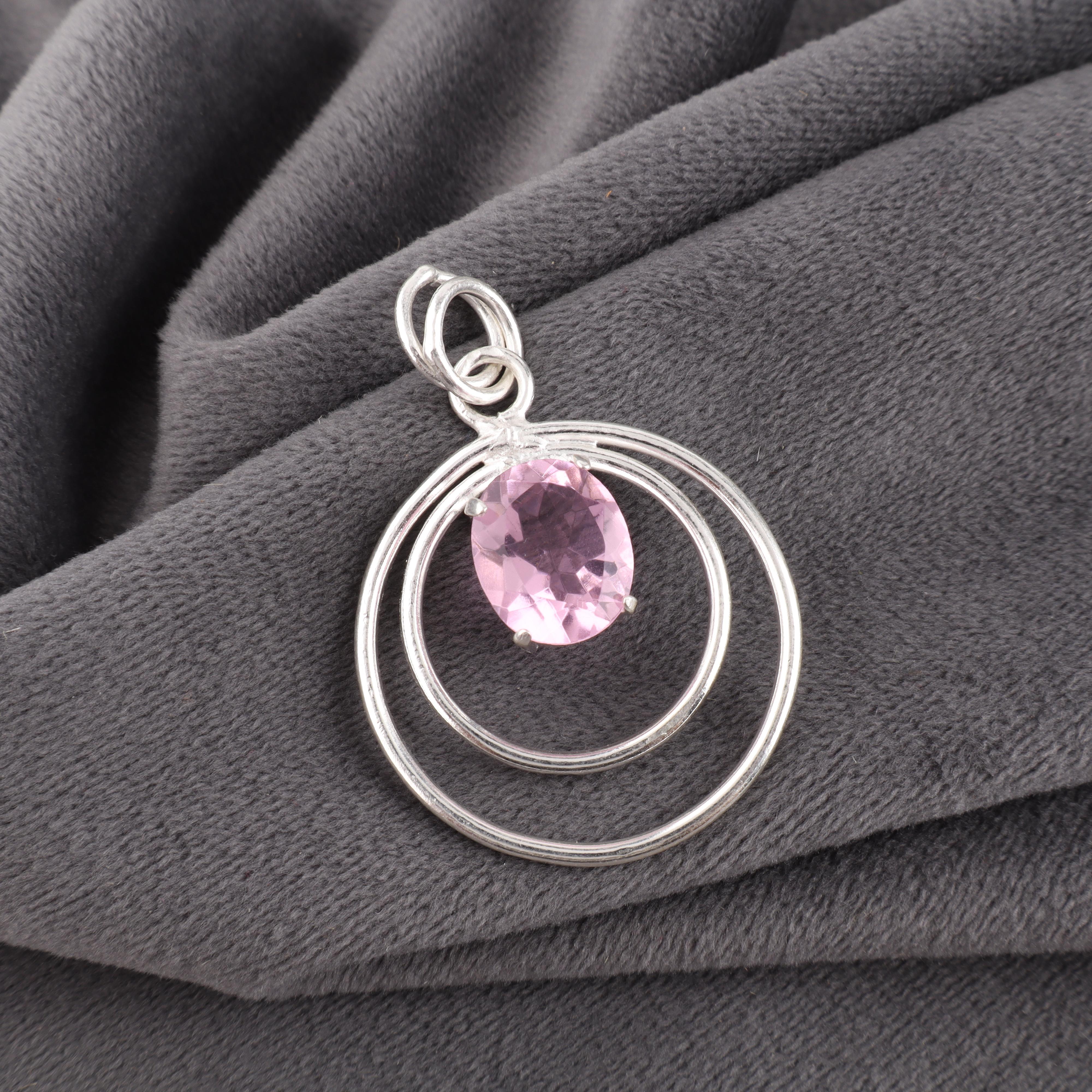 

Кулон с морганитом, Кулон из цельного стерлингового серебра 925 пробы с драгоценным камнем ручной работы, Изящное украшение, Для подарка на помолвку 1.65 inches розовый