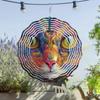 Metal Colorful Cat Wind Chime Handmade Outdoor Garden Decor Vibrant Swirling Patterns No Electricity Needed for Patio