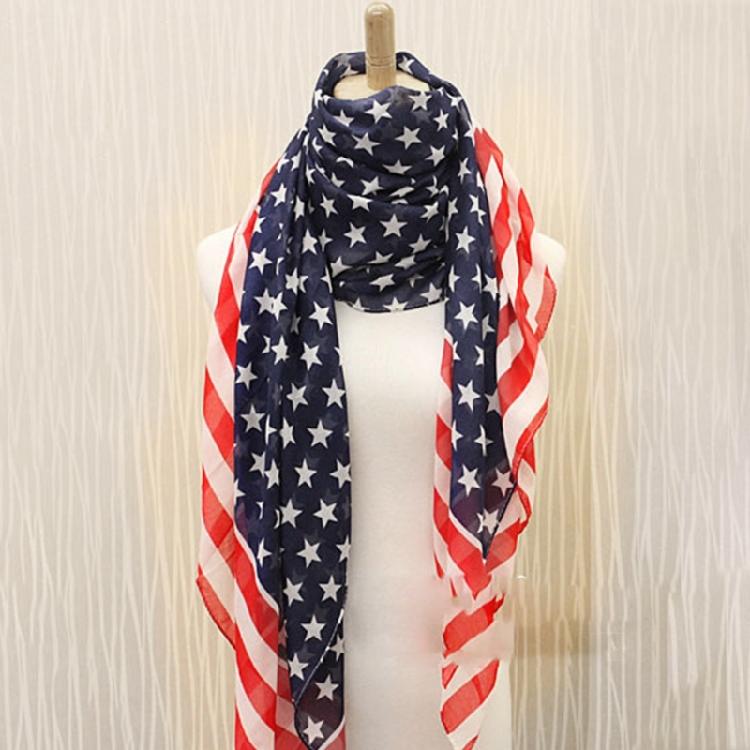 US Flag Wrap Shawl Patriotic Scarf for Festival Party Holiday Celebration Scarf