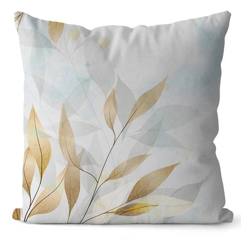 45x45 Cm Ginkgo Print Cushion Cover for Living Room Sofa Bedroom Home Decoration Square Polyester Pillowcase Waist Pillow Cover