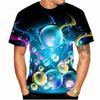 Summer Round Neck 3D Abstract Psychedelic Bubble Pattern Print Top Fashionable Casual Short Sleeved Men's T-shirts