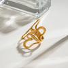 Onregelmatige Bloem Holle Verstelbare Open Ring 18K PVD Gecoat Eenvoudig Strak Metaal Mode Sieraden Bijoux Cadeau