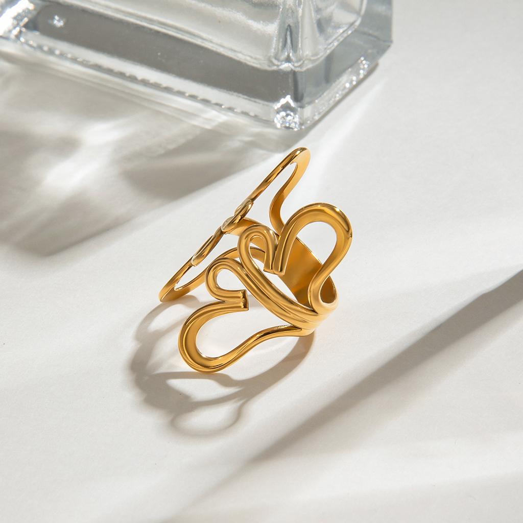 Onregelmatige Bloem Holle Verstelbare Open Ring 18K PVD Gecoat Eenvoudig Strak Metaal Mode Sieraden Bijoux Cadeau