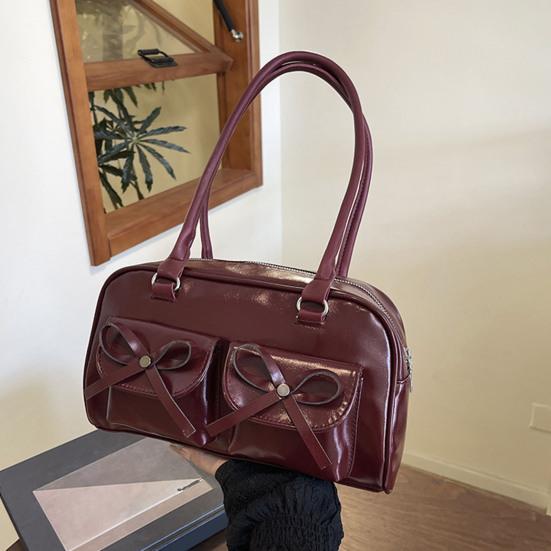 Damska torba typu tote ze sztucznej skóry, torba na ramię z uroczymi kokardkami, wodoodporna, codzienna torebka na dojazdy, do miasta, na co dzień