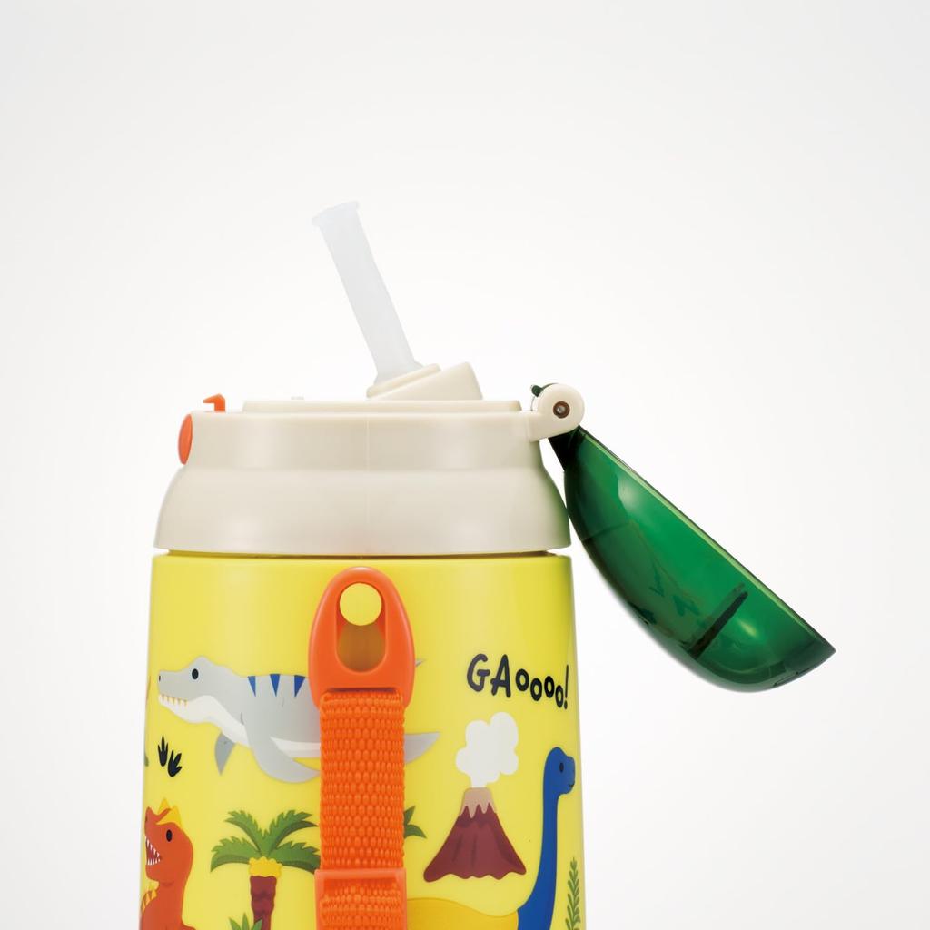 Skater Silicone Straw Water Dinosaur Bottle, 400ml, Push-Open, Design, 26, SSH4C-A