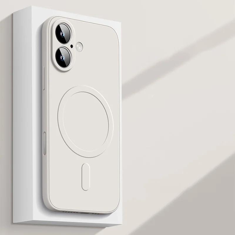 

для Magsafe Liquid Silicone Phone Case для iPhone 16 Pro Max 15 14 Plus 13 12 Mini 11 Pro XS Max Матовый мягкий чехол For iPhone 15