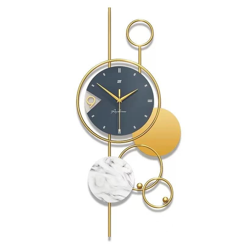 Light Luxury Clock Living Room Wall Clock No Punching Sweeping Movement Metal Shell Baking Paint Process Silent