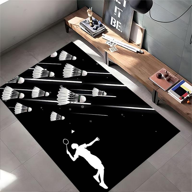 Badminton Player Silhouette Carpet Suitable As a Non-slip Mat for the Living Room or Bedroom Sofa