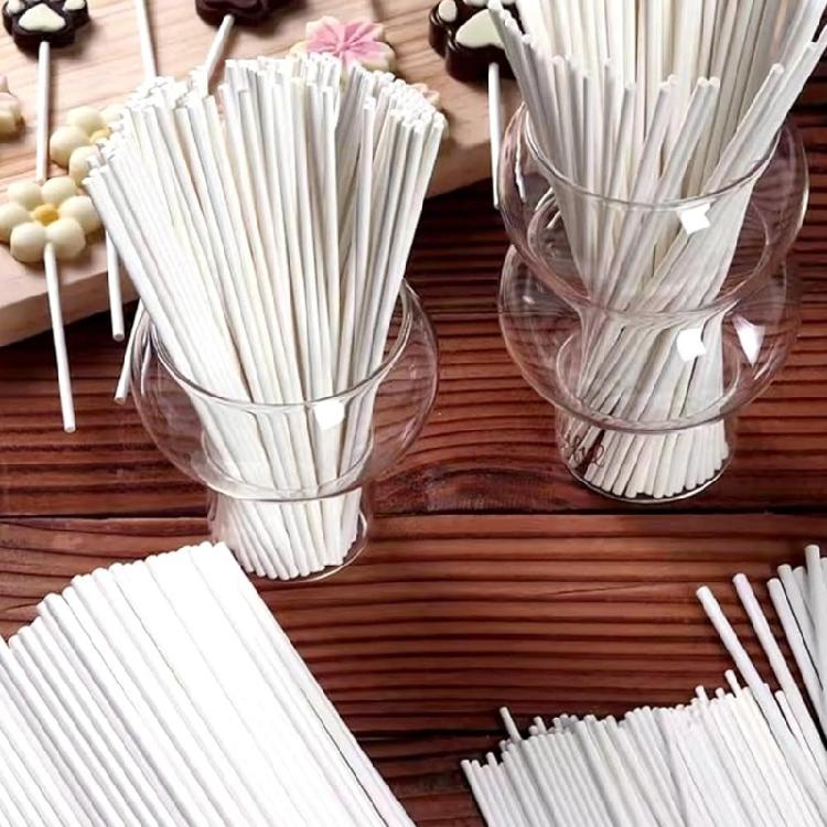 100Pcs White Paper Lollipop Stick for Chocolate Candy Lollipop DIY Molds