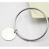 Classic Round Golden Charm Bangle Bracelet Stainless Steel Women Fashion Jewelry Gold Color