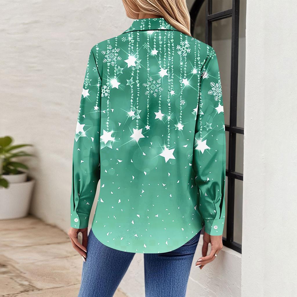 Women's Shirt Blouse Print Button Long Sleeve Casual Basic Shirt Collar Regular Top