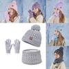 Kinder Winter Strickmütze Handschuhe Nackenwärmer Set für den Außenbereich
