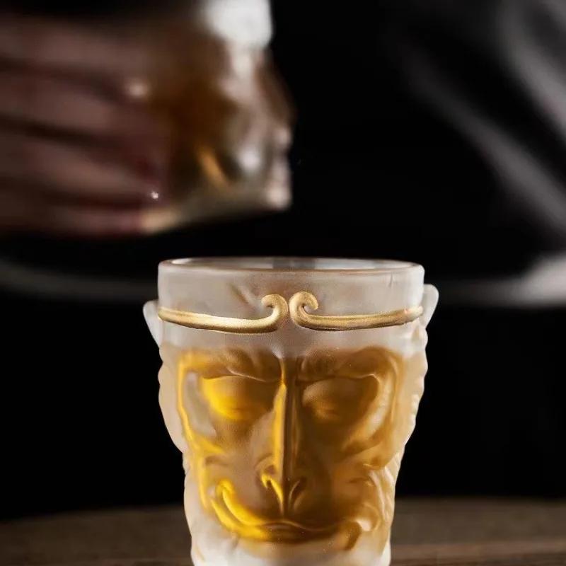 Wukong Glass Crystal Glass Great Holy Ghost Cocktail Cup Cartoon Hand-painted Shot Glass Household Kung Fu Glacier Master Teacup